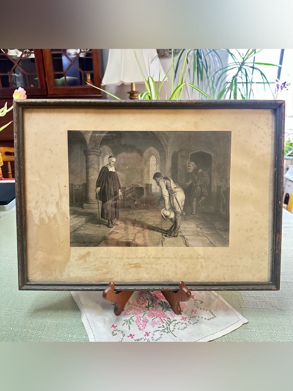 Antique Framed Legend of Montrose Engraving Carved Wood Frame